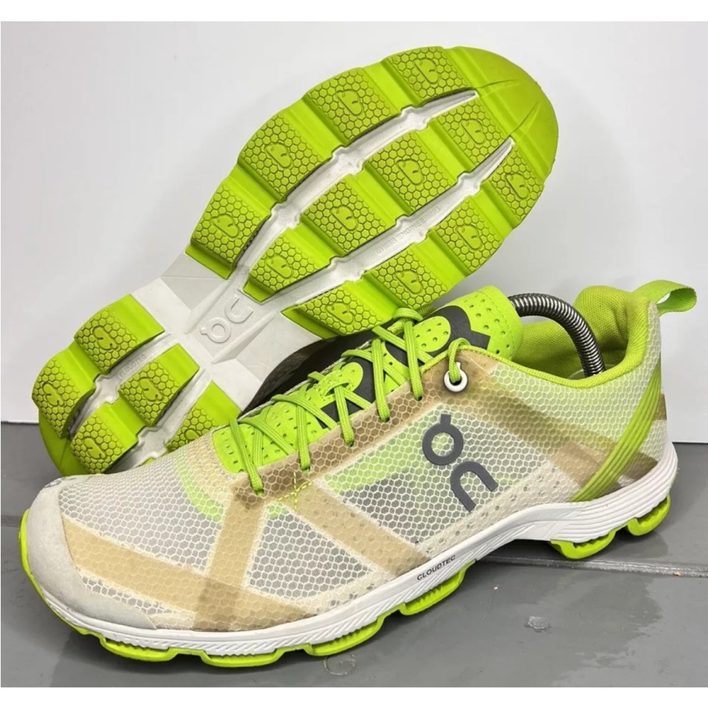 On Cloud Cloudracer Women’s 10.5 Running Shoes Cloudtec NO INSOLES Lime/Silver